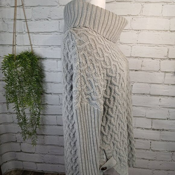 IF IT WERE ME WOMENS GRAY CABLE KNIT COWL NECK GRAY SWEATER, SIZE MED - Picture 10 of 12